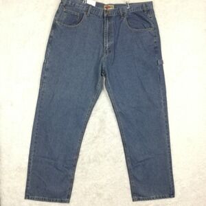 Field N Forest Mens Jeans Carpenter Relaxed Fit Blue Denim Medium Wash 42x32 New